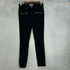 Paige Jeans women 24 black skinny zipper accent indio zip stretch moto biker y2k